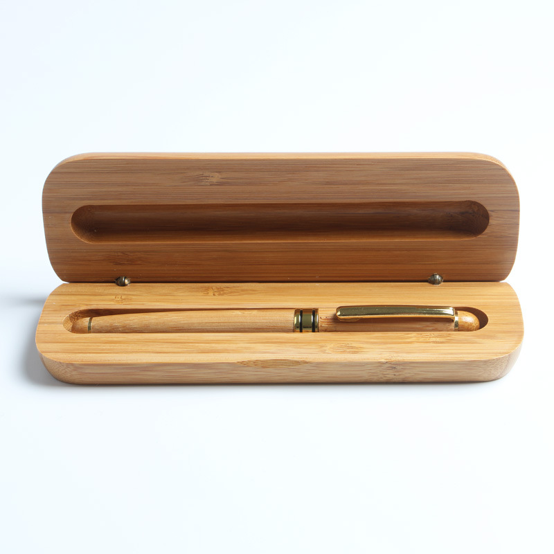 HERO Handmade Natural Bamboo Fountain Pen - Fine Nib, Stainless Steel, Gold Trim - Unique Gift